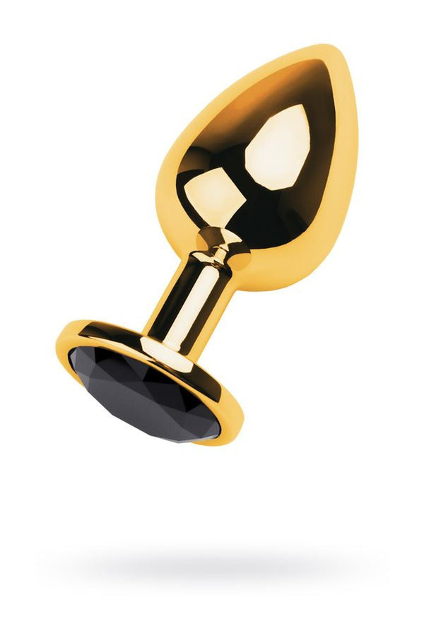 Gold anal plug TOYFA Metal with pink round shaped gem