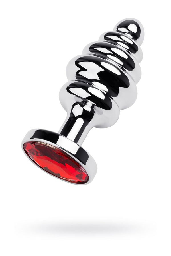 Silver anal plug with  red gem