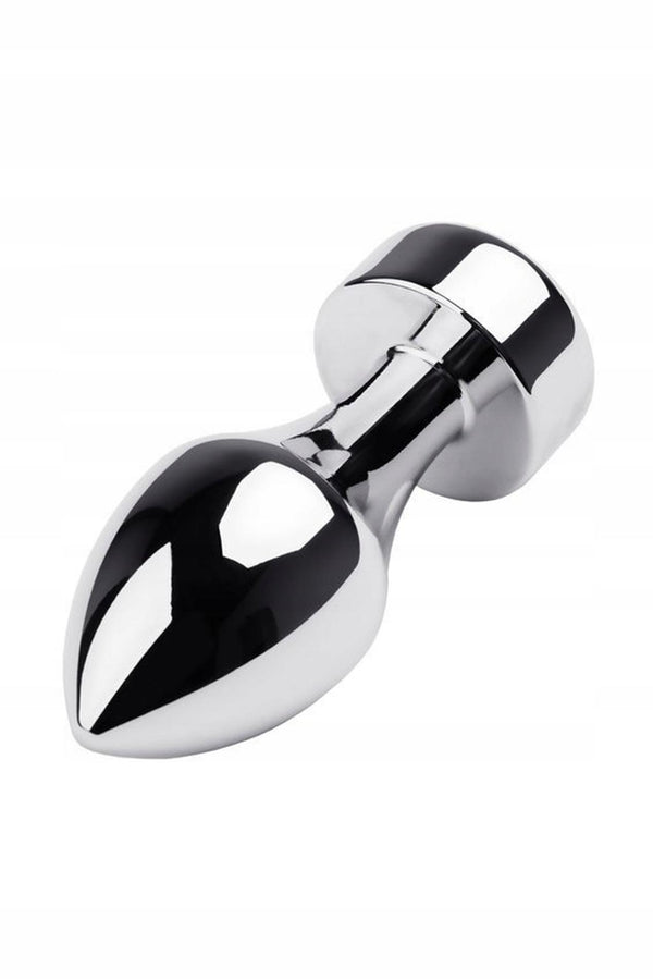 Silver anal plug TOYFA Metal with red round shaped gem,