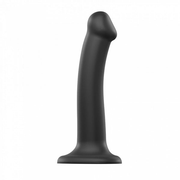 SEMI REALISTIC DUAL DENSITY BENDABLE DILDO BLACK   M