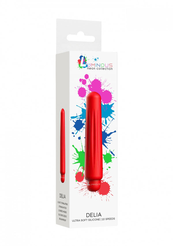 Delia   ABS Bullet With Sleeve   10 Speeds   Red