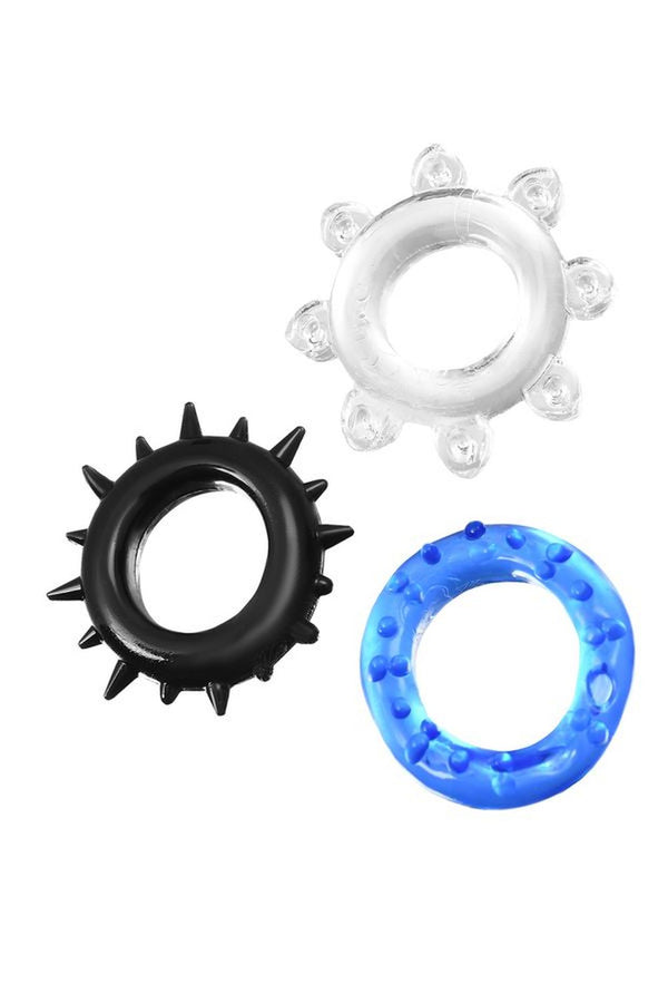 A TOYS, Cockrings set, 3 pcs.Mix color, TPE, O 3 cm