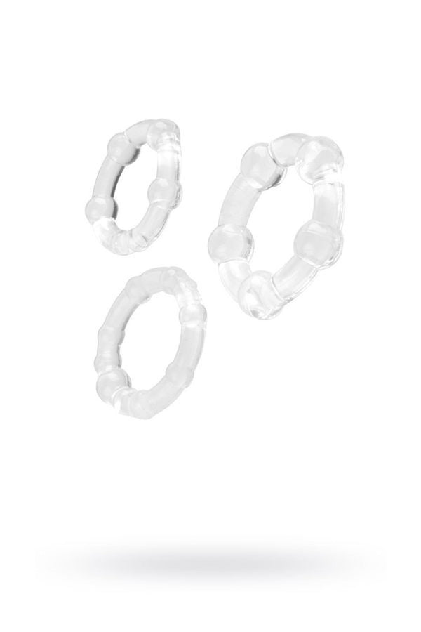 A TOYS, Cockrings set, 3 pcs.TPE,Transparent, O 3.5 / 3/2 cm