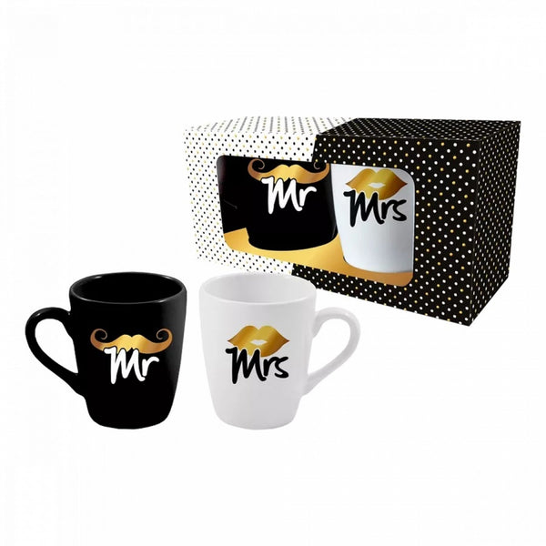 BLACK & WHITE   zestaw 2 kubków Baryłka 300ml.   Mr/Mrs