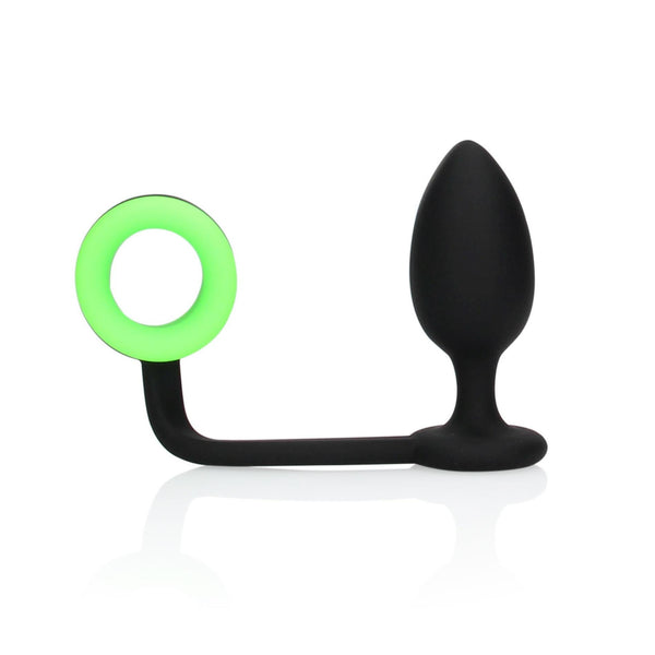 Butt Plug with Cock Ring   GitD   Neon Green/Black