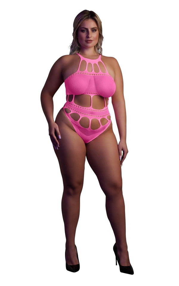 Body with Grecian Neckline   Neon Pink   XL/XXXXL