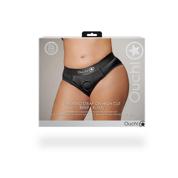 Vibrating Strap on High cut Brief   XL/XXL