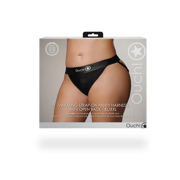 Vibrating Strap on Panty Harness with Open Back   XL/XXL