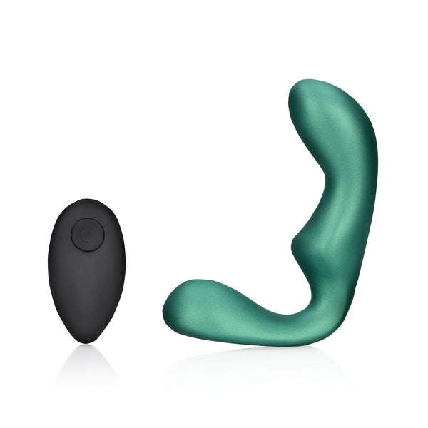 Pointed Vibrating Prostate Massager with Remote Control   Metallic Green