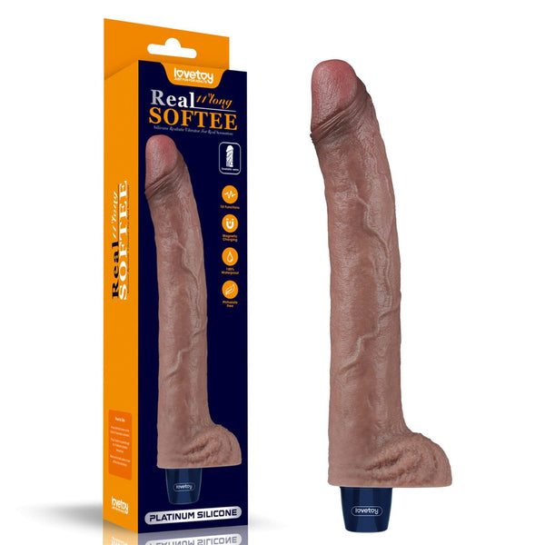 11 REAL SOFTEE Rechargeable Silicone Vibrating Dildo