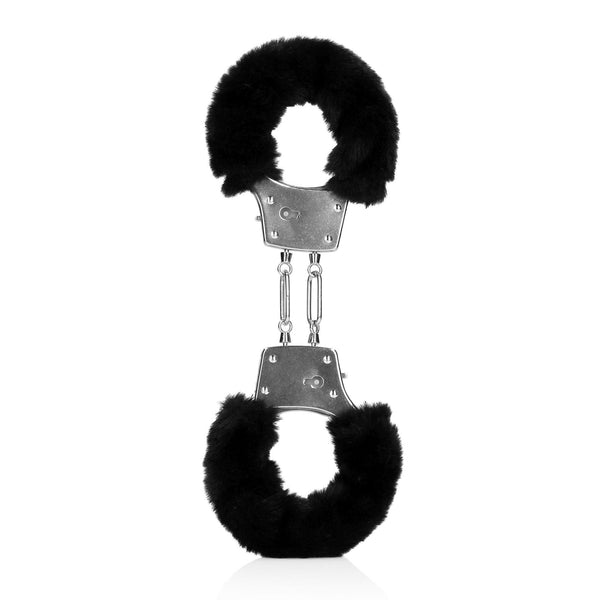 Furry Metal Hand Cuffs   Black