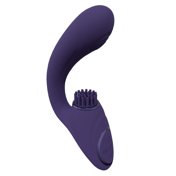 Gen Rechargeable Triple Action G Spot Vibrator with Pulse Wave and Vibrating Bristles Purple