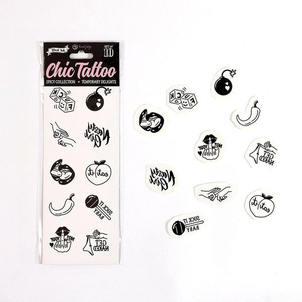 SET of 10 TEMPORARY TATTOOS   SPICY COLLECTION