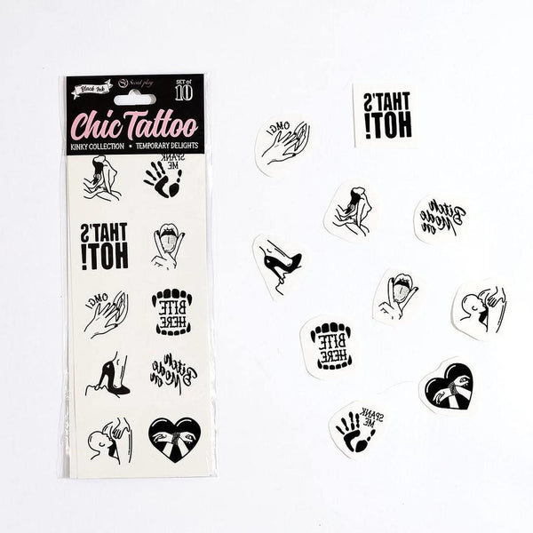 SET of 10 TEMPORARY TATTOOS   KINKY COLLECTION