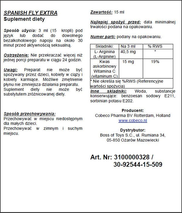 Spanish Fly Extra 15ml Natural