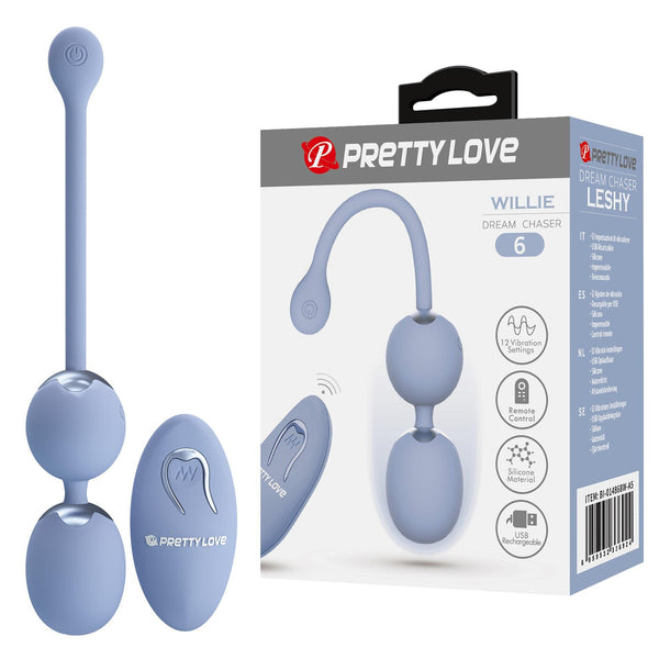 PRETTY LOVE WILLIE Dream chaser 6, Blue, Wireless remote control 12 vibration functions Memory function