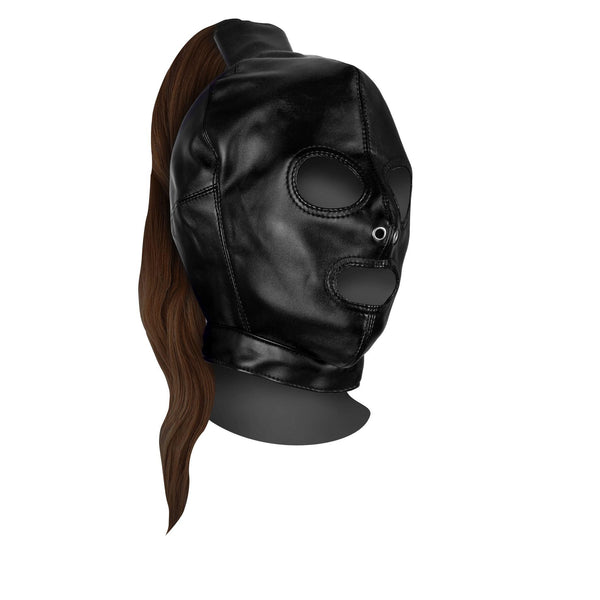 Mask with Brown Ponytail   Black