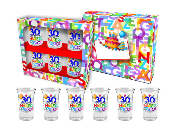 Szkło   URODZINOWE LITERKI 30 zestaw 6 kieliszków 35 ml