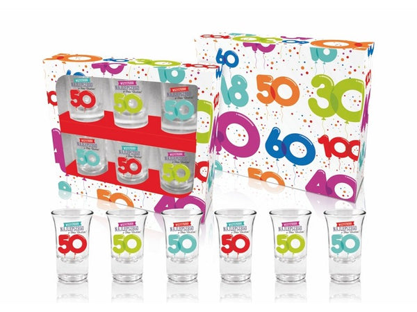 Szkło   URODZINOWE LITERKI 50 zestaw 6 kieliszków 35 ml