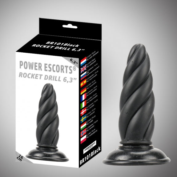 Rocket drill 6.3 inch black big anal plug 6.3 inch / 16 cm