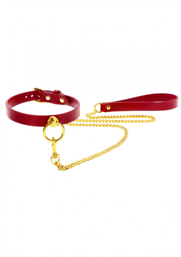 O Ring Collar and Chain Leash Red