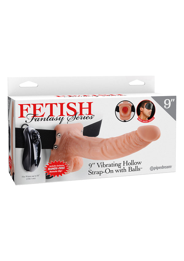 9in. Vibrating Hollow Strap On Light skin tone
