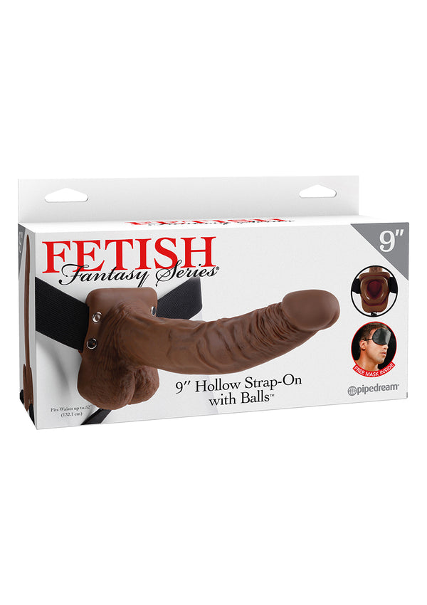9 inch Hollow Strap On Balls Brown skin tone