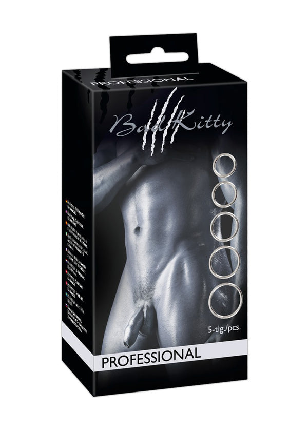 Bad Kitty Set of 5 Metal Rings