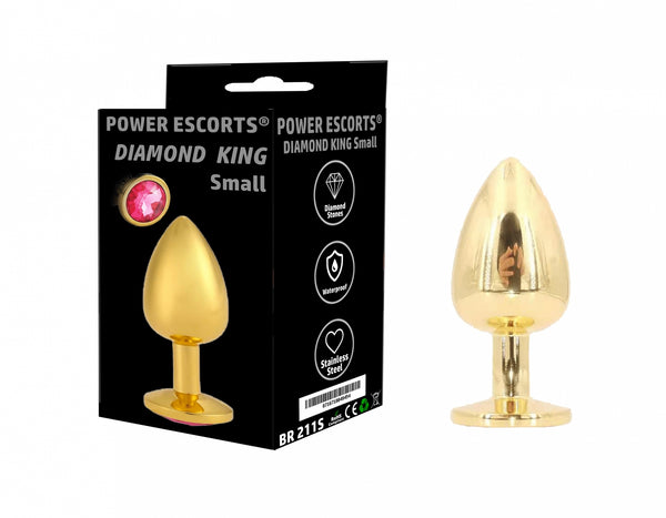 Plug Diamond King Small Butt Plug Gold/White Stone