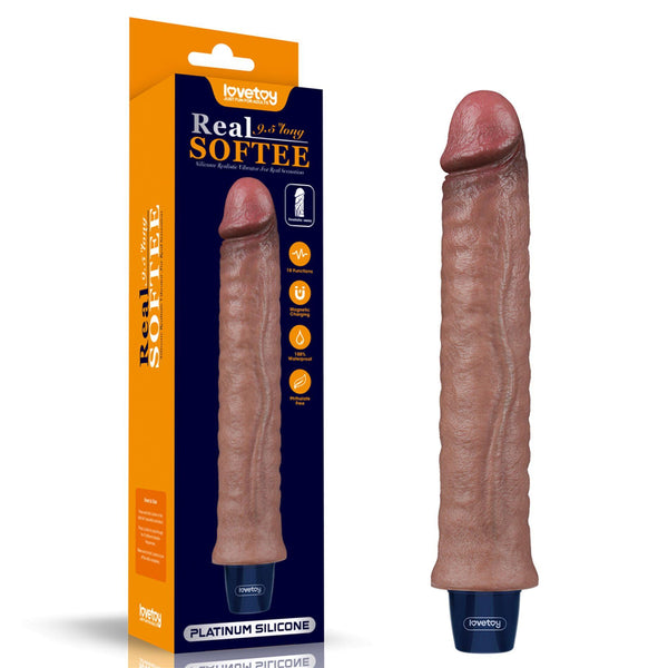 9.5 REAL SOFTEE Rechargeable Silicone Vibrating Dildo
