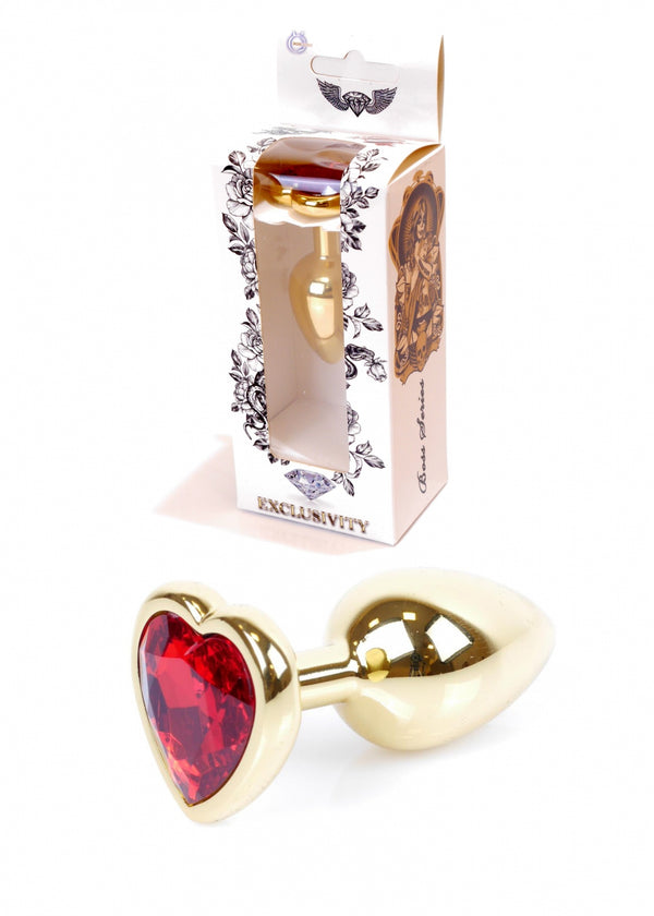 Plug Jewelery Gold Heart PLUG Red