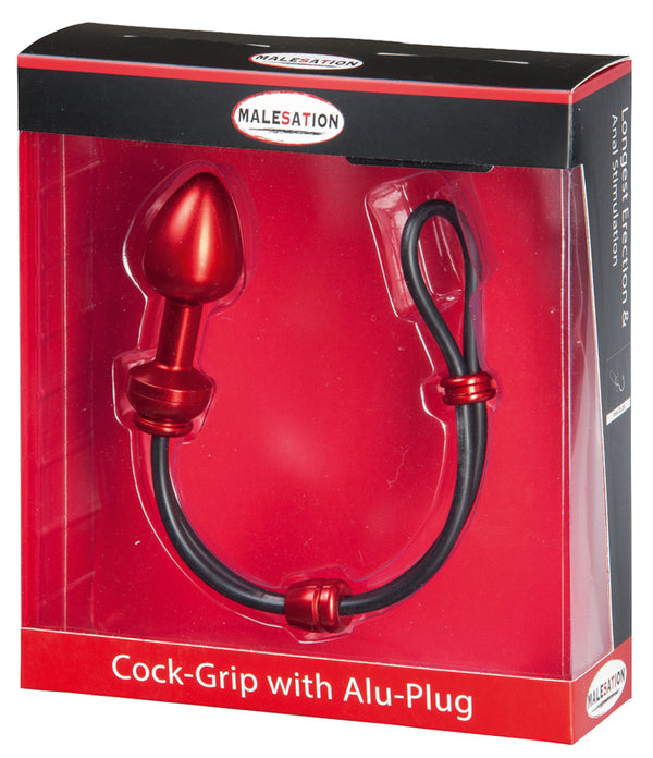 MALESATION Cock Grip with Alu Plug large, red