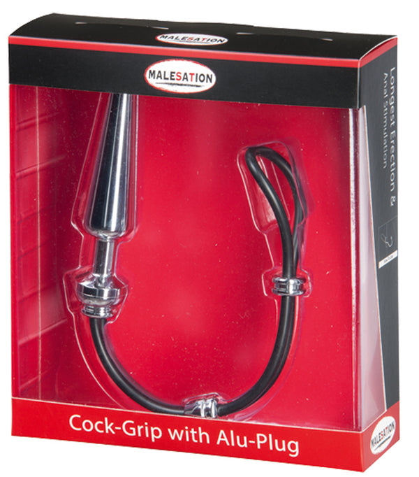 MALESATION Cock Grip with Alu Plug medium, chrome