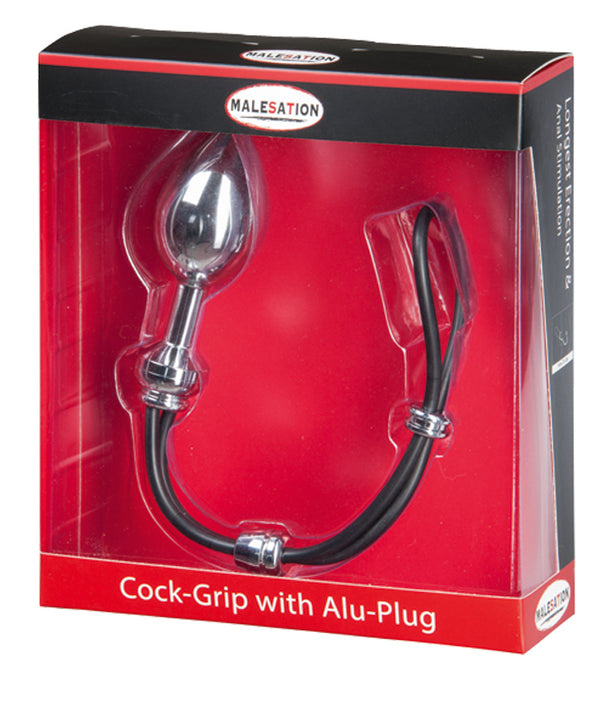 MALESATION Cock Grip with Alu Plug large, chrome