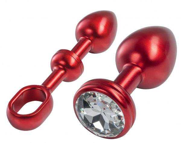 MALESATION Alu Plug with handle &amp; crystal small, ed