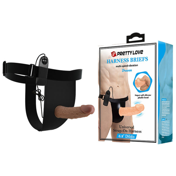 PRETTY LOVE   HARNESS BRIEFS  Draven Strap On 6,8 Dildo vibration