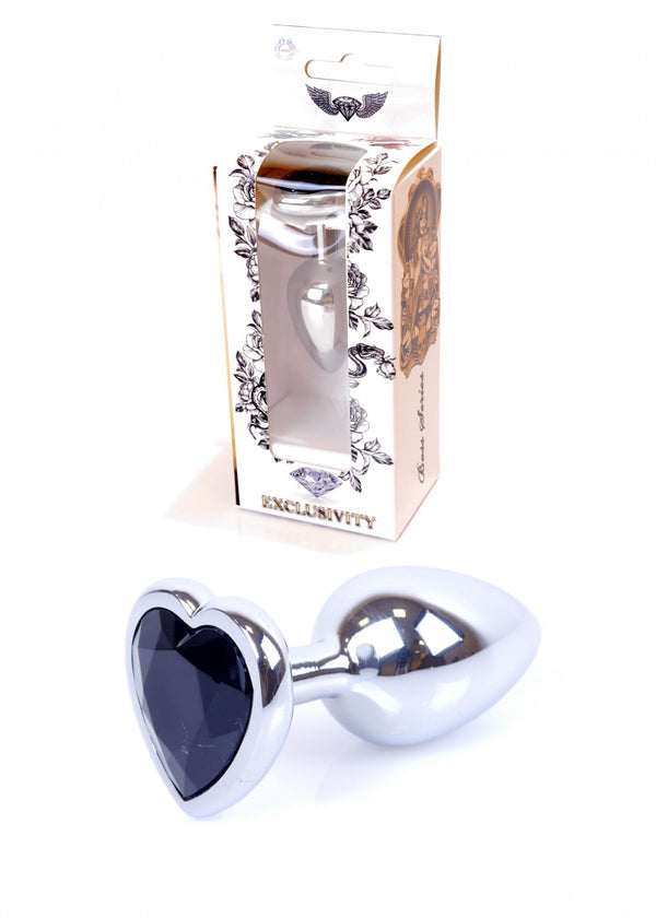 Plug Jewelery Silver Heart PLUG Black