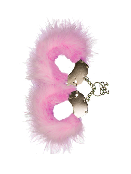 Kajdanki Śmieszna zabawka kadanki   Metallic Handcuffs,Feather Cov.. Pink