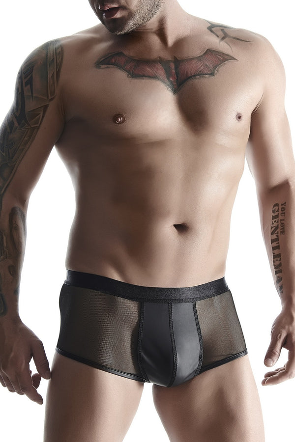 men's wetlook and elastic mesh shorts L