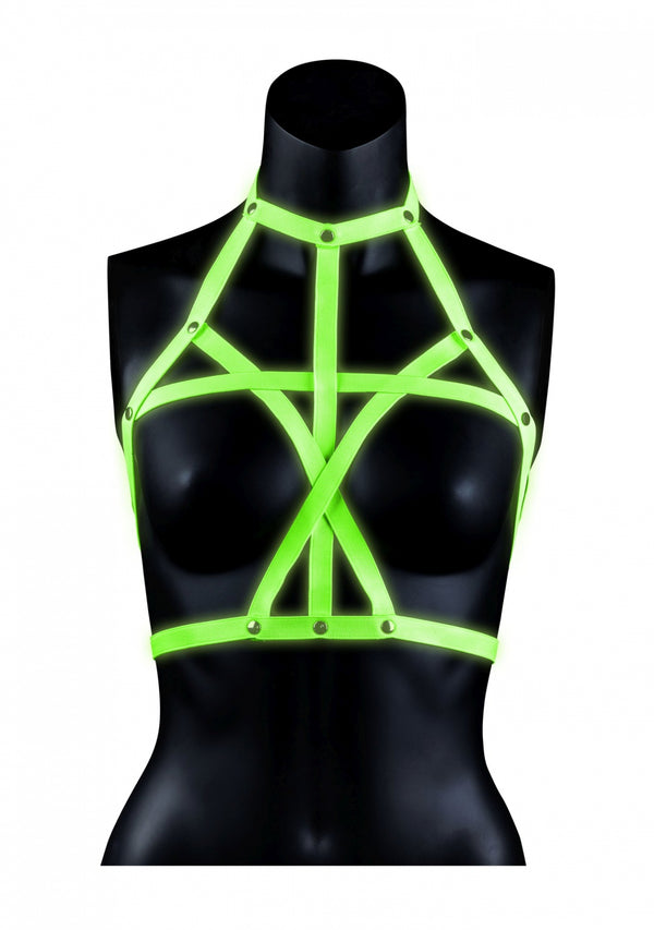 Bra Harness   Glow in the Dark   Neon Green/Black   S/M