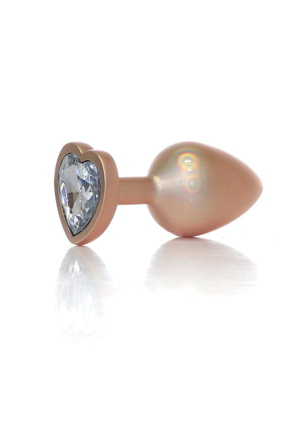 Plug Jewellery Pearl Gold Heart PLUG  Clear L