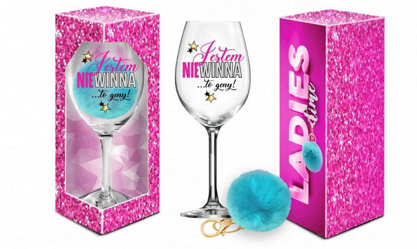 LADIES TIME   kieliszek do wina Signoria 700ml + pompon   Jestem niewinna