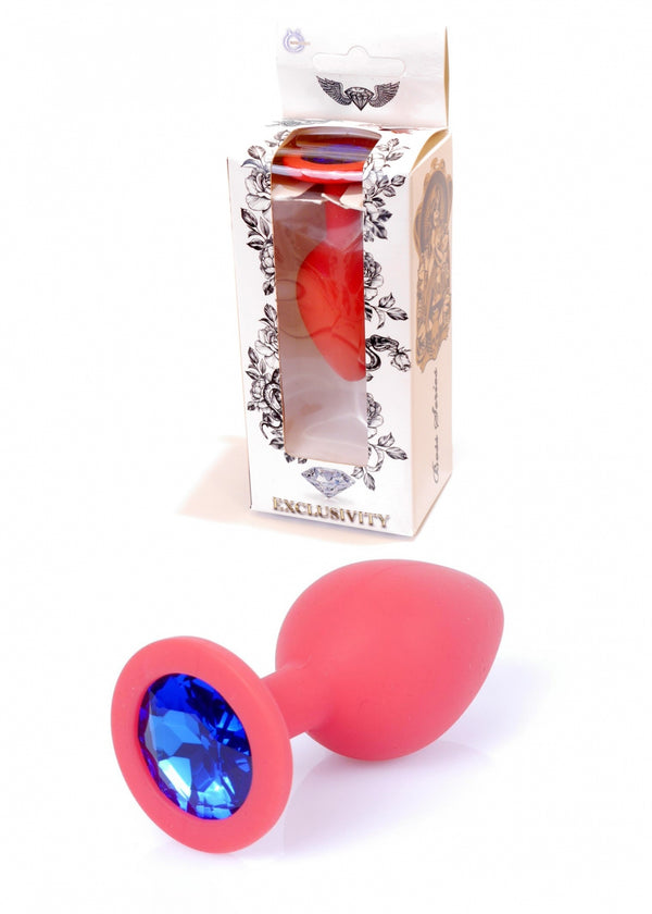 Plug Jewellery Red Silicon PLUG Medium  Blue Diamond
