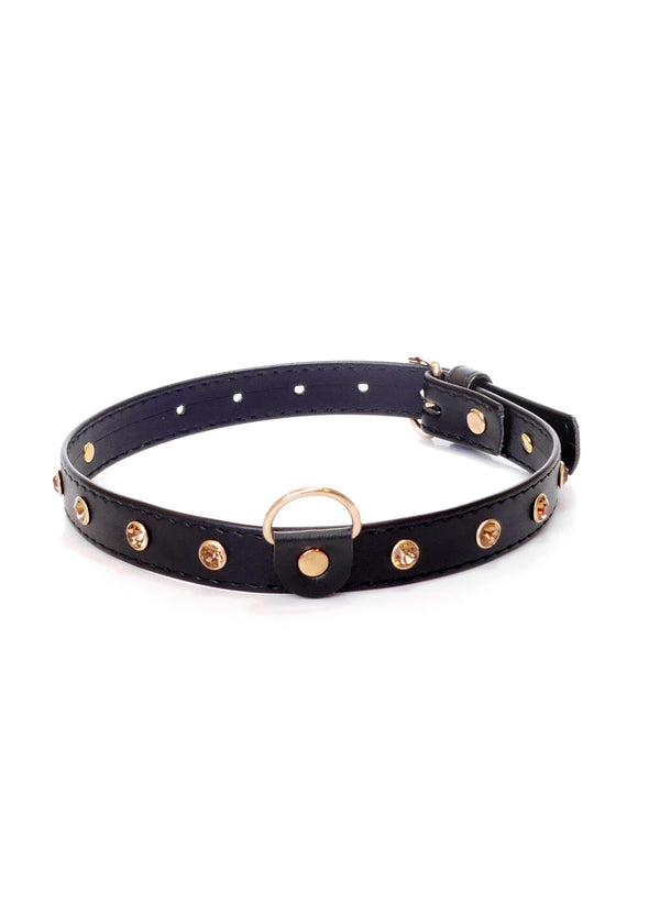 Fetish B   Series   Collar 2 cm gold crystal
