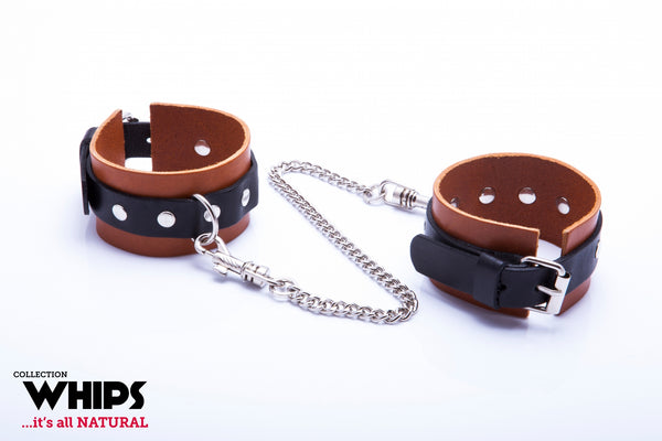 Kajdanki WHIPS kajdanki męskie na ręce, koniakowe