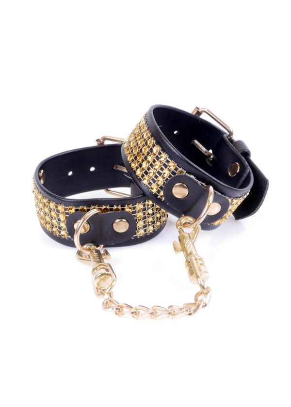 Fetish B   Series Handcuffs with cristals 3 cm Gold