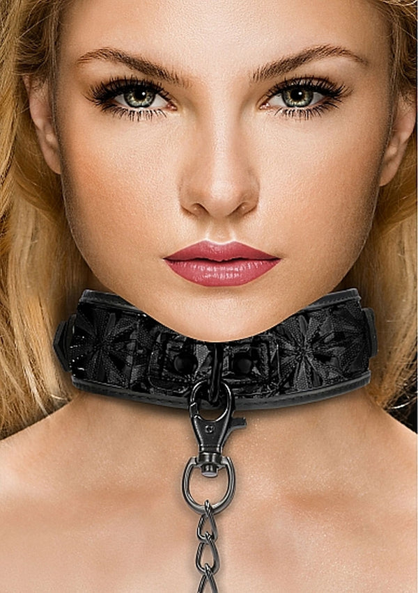 Luxury Collar with Leash   Black