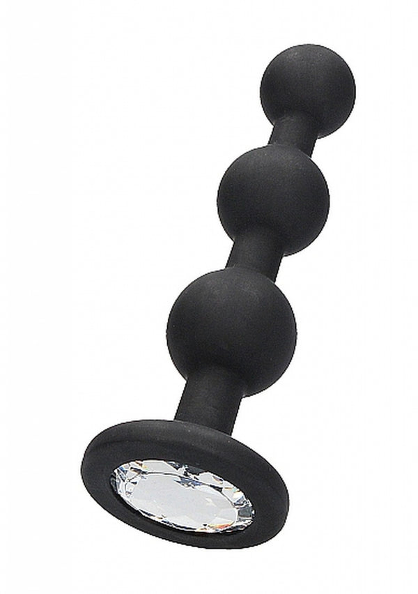 Silicone Beaded Diamond Butt Plug   Black