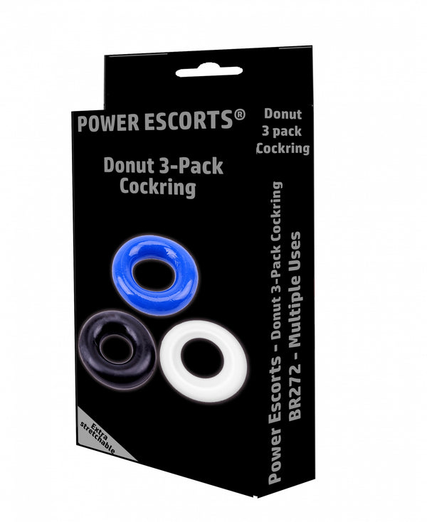 Ring Donut Cockring 3 Pack 3 colors blue/clear/black