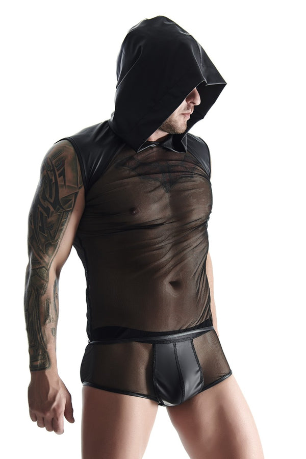 men's sleeveless t-shirt with hood XL